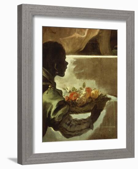 Servant Presenting a Basket of Fruit, Detail from Homage to Velazquez for the Count of Santiesteban-Luca Giordano-Framed Giclee Print