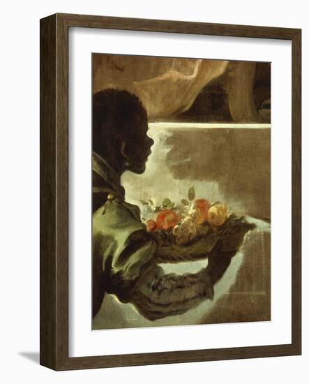 Servant Presenting a Basket of Fruit, Detail from Homage to Velazquez for the Count of Santiesteban-Luca Giordano-Framed Giclee Print