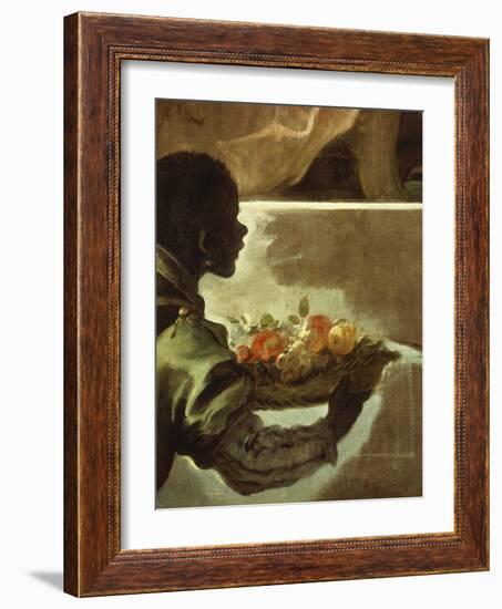 Servant Presenting a Basket of Fruit, Detail from Homage to Velazquez for the Count of Santiesteban-Luca Giordano-Framed Giclee Print