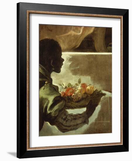 Servant Presenting a Basket of Fruit, Detail from Homage to Velazquez for the Count of Santiesteban-Luca Giordano-Framed Giclee Print