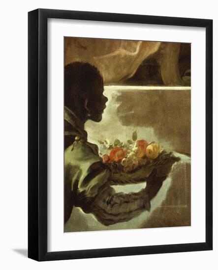 Servant Presenting a Basket of Fruit, Detail from Homage to Velazquez for the Count of Santiesteban-Luca Giordano-Framed Giclee Print