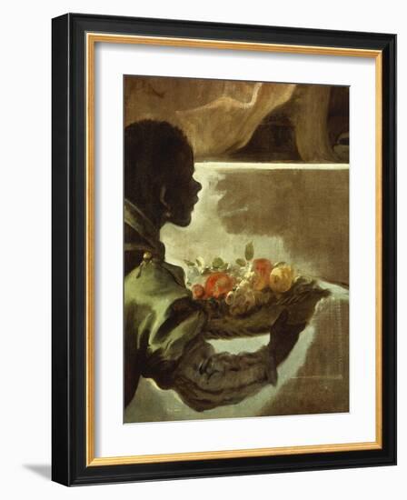 Servant Presenting a Basket of Fruit, Detail from Homage to Velazquez for the Count of Santiesteban-Luca Giordano-Framed Giclee Print