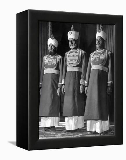 Servants of British Lord Archibald Wavell, Viceroy of India, in Scarlet and Gold Uniforms-Margaret Bourke-White-Framed Premier Image Canvas