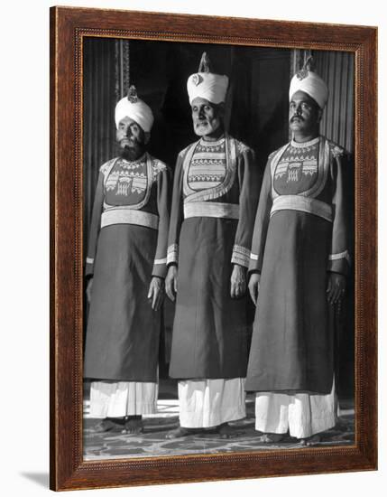 Servants of British Lord Archibald Wavell, Viceroy of India, in Scarlet and Gold Uniforms-Margaret Bourke-White-Framed Premium Photographic Print