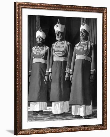 Servants of British Lord Archibald Wavell, Viceroy of India, in Scarlet and Gold Uniforms-Margaret Bourke-White-Framed Premium Photographic Print