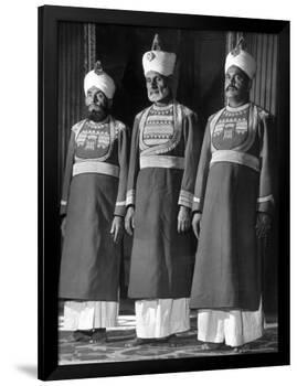 Servants of British Lord Archibald Wavell, Viceroy of India, in Scarlet and Gold Uniforms-Margaret Bourke-White-Framed Premium Photographic Print