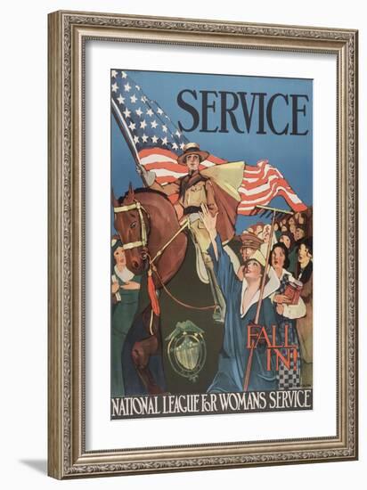 Service, Fall In! National League for Women’s Service. Lucile Patterson-null-Framed Art Print