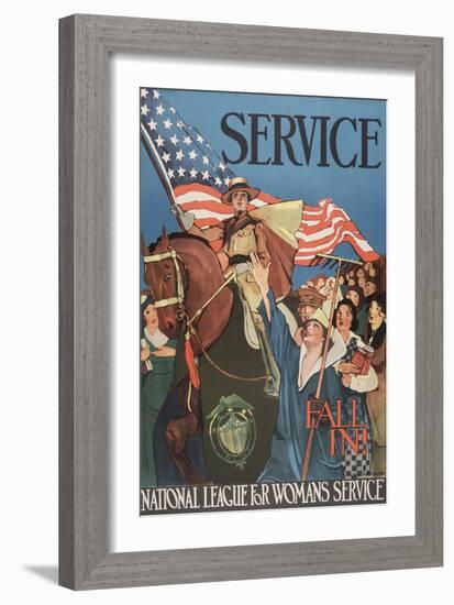 Service, Fall In! National League for Women’s Service. Lucile Patterson-null-Framed Art Print