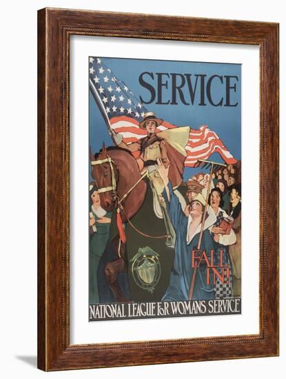 Service, Fall In! National League for Women’s Service. Lucile Patterson-null-Framed Art Print