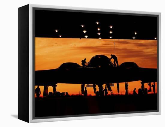 Service Members Undergo Maintenance on a B-2 Spirit-null-Framed Premier Image Canvas