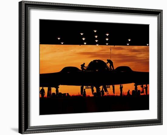 Service Members Undergo Maintenance on a B-2 Spirit-null-Framed Premium Photographic Print