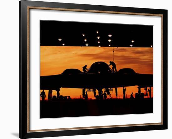 Service Members Undergo Maintenance on a B-2 Spirit-null-Framed Premium Photographic Print