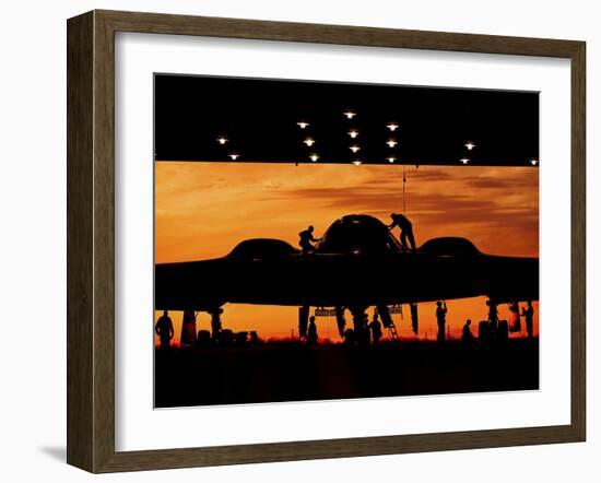 Service Members Undergo Maintenance on a B-2 Spirit-null-Framed Photographic Print