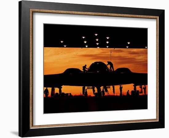 Service Members Undergo Maintenance on a B-2 Spirit-null-Framed Photographic Print