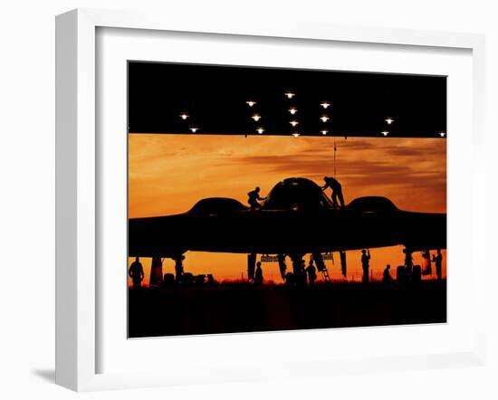 Service Members Undergo Maintenance on a B-2 Spirit-null-Framed Photographic Print