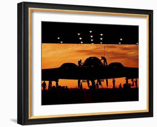 Service Members Undergo Maintenance on a B-2 Spirit-null-Framed Photographic Print