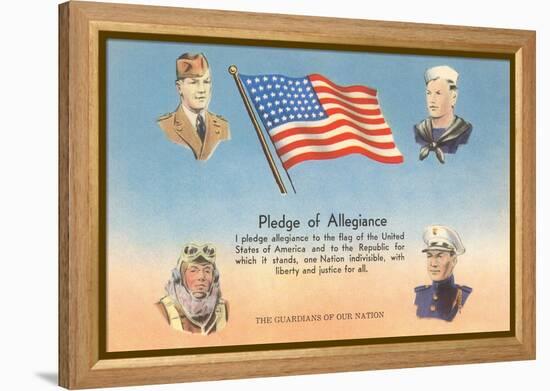 Service Men, Text of Pledge of Allegiance-null-Framed Stretched Canvas