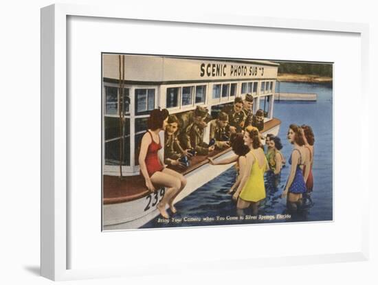 Servicemen, Bathing Girls, Silver Springs, Florida-null-Framed Art Print