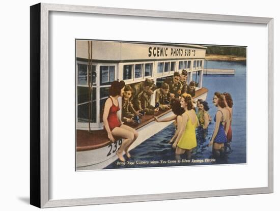 Servicemen, Bathing Girls, Silver Springs, Florida-null-Framed Art Print