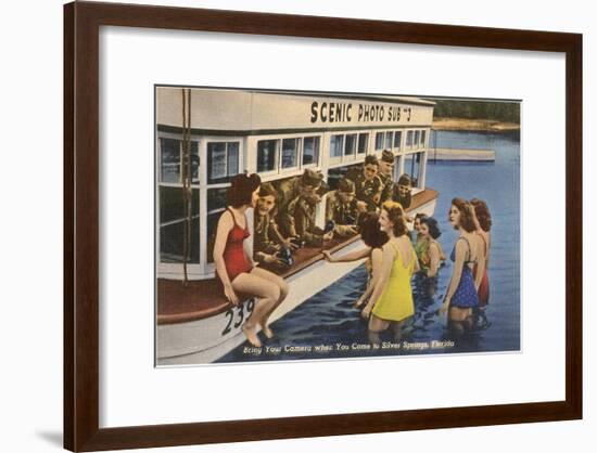 Servicemen, Bathing Girls, Silver Springs, Florida-null-Framed Art Print