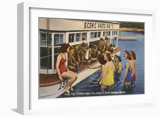 Servicemen, Bathing Girls, Silver Springs, Florida-null-Framed Art Print