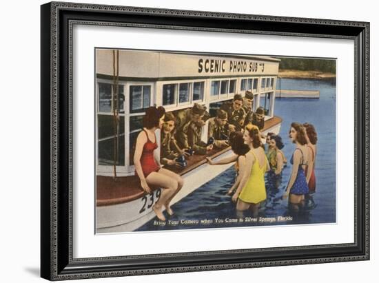 Servicemen, Bathing Girls, Silver Springs, Florida-null-Framed Art Print