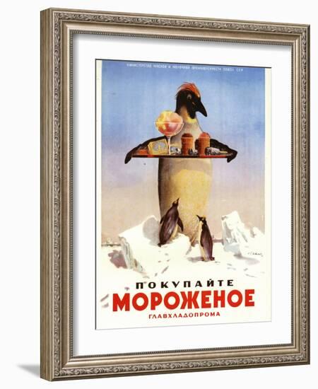 Serving Penguin Ice Cream from the Dairy Ministry-null-Framed Art Print