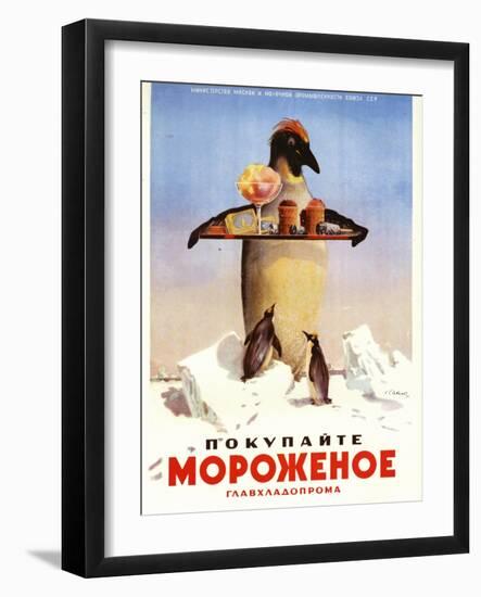 Serving Penguin Ice Cream from the Dairy Ministry-null-Framed Art Print