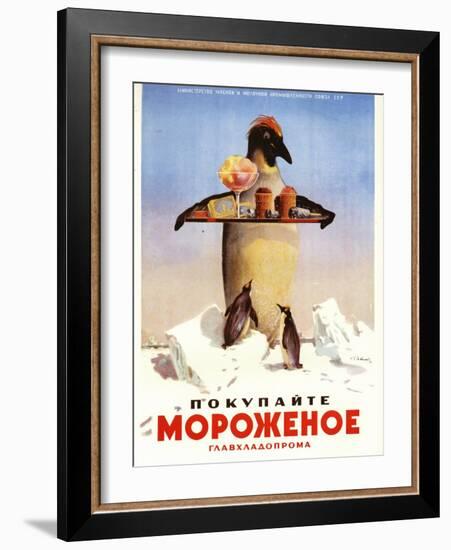 Serving Penguin Ice Cream from the Dairy Ministry-null-Framed Art Print