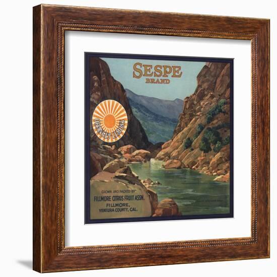 Sespe Brand - Fillmore, California - Citrus Crate Label-Lantern Press-Framed Art Print