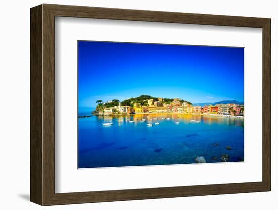 Sestri Levante, Silence Bay Sea Harbor and Beach View. Liguria, Italy-stevanzz-Framed Photographic Print