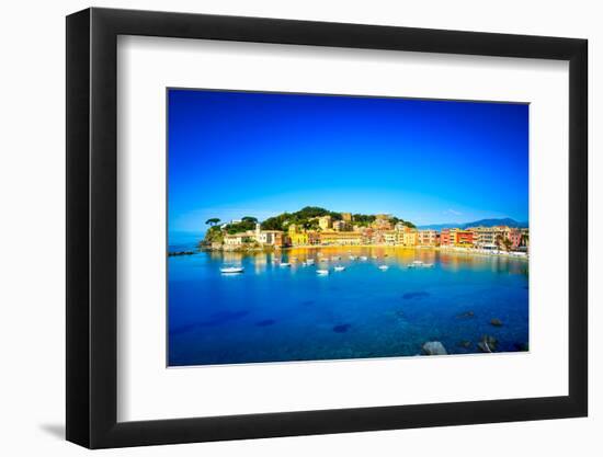 Sestri Levante, Silence Bay Sea Harbor and Beach View. Liguria, Italy-stevanzz-Framed Photographic Print