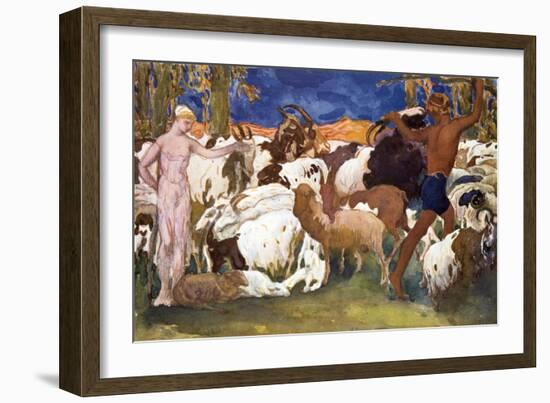 Set Design for a Ballets Russes Production of Ravel's Daphnis Et Chloe, 1912-Leon Bakst-Framed Giclee Print