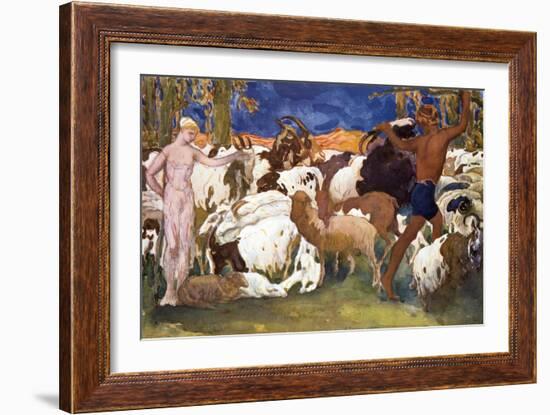 Set Design for a Ballets Russes Production of Ravel's Daphnis Et Chloe, 1912-Leon Bakst-Framed Giclee Print