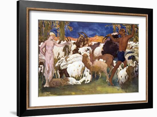 Set Design for a Ballets Russes Production of Ravel's Daphnis Et Chloe, 1912-Leon Bakst-Framed Giclee Print