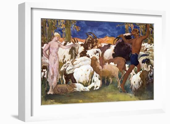 Set Design for a Ballets Russes Production of Ravel's Daphnis Et Chloe, 1912-Leon Bakst-Framed Giclee Print