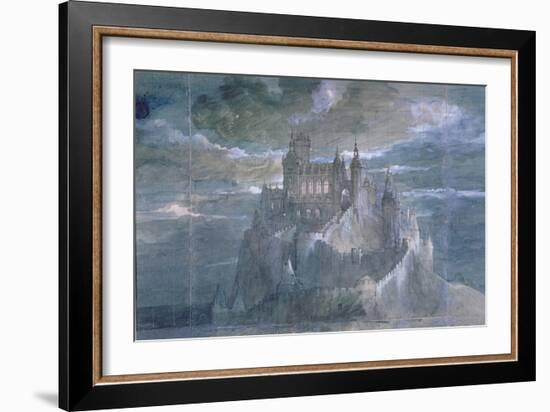 Set Design for a Production of Hamlet (Act One) at the Comedie Francaise, 1884 (W/C on Paper)-French-Framed Giclee Print