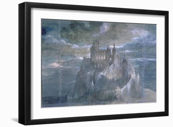 Set Design for a Production of Hamlet (Act One) at the Comedie Francaise, 1884 (W/C on Paper)-French-Framed Giclee Print