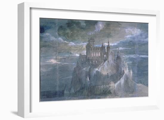 Set Design for a Production of Hamlet (Act One) at the Comedie Francaise, 1884 (W/C on Paper)-French-Framed Giclee Print