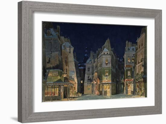 Set design for Act 2 of La Bohème, Opera by Giacomo Puccini-Adolfo Hohenstein-Framed Premium Giclee Print