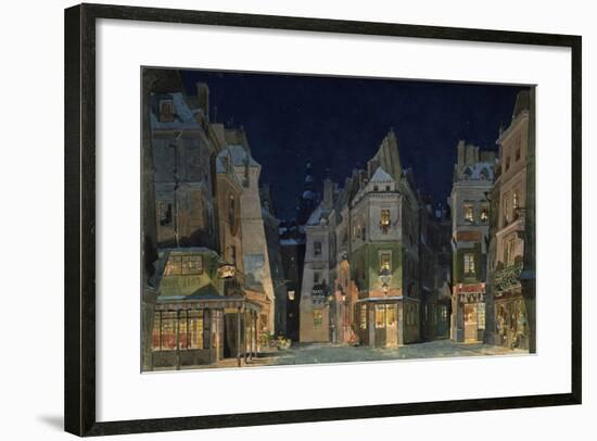 Set design for Act 2 of La Bohème, Opera by Giacomo Puccini-Adolfo Hohenstein-Framed Premium Giclee Print