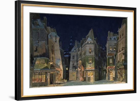 Set design for Act 2 of La Bohème, Opera by Giacomo Puccini-Adolfo Hohenstein-Framed Premium Giclee Print