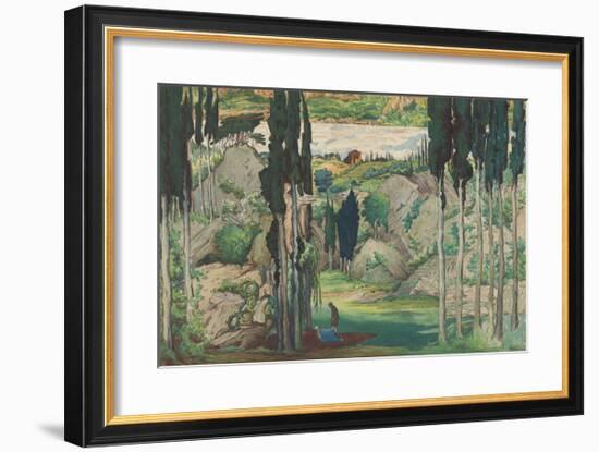 Set design for Act I from Daphnis and Chloe, 1912-Leon Bakst-Framed Premium Giclee Print