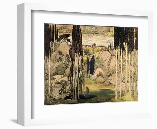 Set Design for Act II of a Ballet Russes Production of Ravel's Daphnis and Chloe, 1912-Leon Bakst-Framed Giclee Print