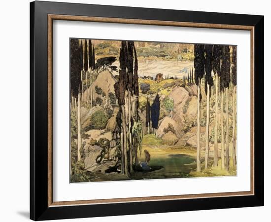 Set Design for Act II of a Ballet Russes Production of Ravel's Daphnis and Chloe, 1912-Leon Bakst-Framed Giclee Print