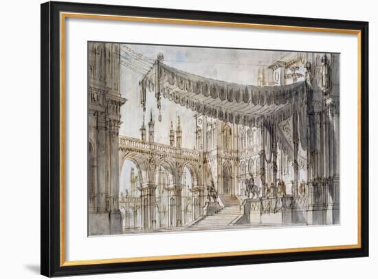 Set Design for Fifth Scene of Gabriella Di Vergy, Opera by Gaetano Donizetti-null-Framed Giclee Print