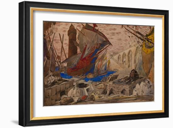 Set Design for La Pisanelle Ou La Mort Parfumée by Gabriele D'Annunzio, 1913-Léon Bakst-Framed Giclee Print