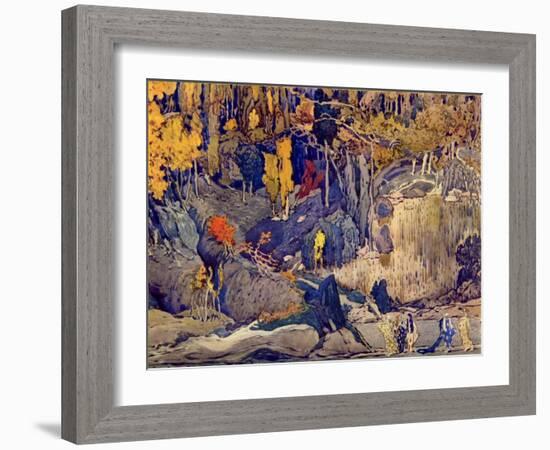 Set design for 'Prelude to the Afternoon of a Faun', 1912 (gouache on paper)-Leon Bakst-Framed Giclee Print