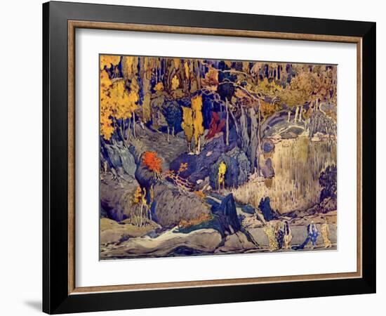 Set design for 'Prelude to the Afternoon of a Faun', 1912 (gouache on paper)-Leon Bakst-Framed Giclee Print