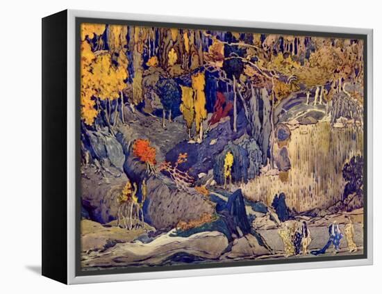 Set design for 'Prelude to the Afternoon of a Faun', 1912 (gouache on paper)-Leon Bakst-Framed Premier Image Canvas